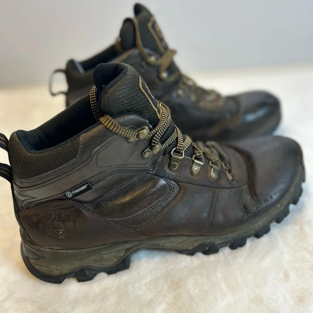 Timberland Brown Waterproof hiking boots leather lace up outdoor trail boots Men